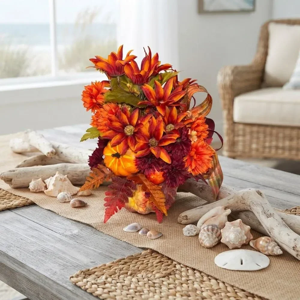 Fall Floral Pumpkin Centerpiece | Rustic Fall Floral Decor | Autumn  Arrangement